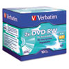 DVD-RW Discs, 4.7GB, 2x, w/Slim Jewel Cases, Silver, 10/Pack