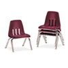 9000 Series Classroom Chairs, 10" Seat Height, Wine/Chrome, 4/Ca