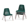 9000 Series Classroom Chairs, 10" Seat Height, Forest Green/Chro