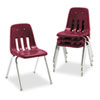 9000 Series Classroom Chair, 18" Seat Height, Wine/Chrome, 4/Car