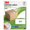 White mailing labels made from recycled content have permanent adhesive.