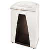 26.425 gallon, level 3 security rated, medium duty, 17/20 HP crosscut shredder with auto start/stop anti-paper jammer accepts up to 22 sheets at once through a 12 1/5" throat. Separate slot and waste collection for CDs and credit cards.