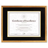 Hardwood Document Certificate Frame w Mat 11 x 14 8 1 2 x 11 Antiqued Gold