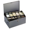 Extra Large Cash Box with Handles, Disc Tumbler Lock, Gray