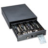 Compact Steel Cash Drawer w/Spring-Loaded Bill Weights, Disc Tum