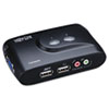 2 Port Compact USB KVM Switch w Audio and Cable