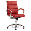 Alera Neratoli Series Mid Back Swivel Tilt Chair Red Soft Leather Chrome Frame