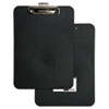 Clipboard with low profile clip, business card holder and retractable hanging hole.