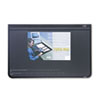 Desk pad organizer with English and metric rulers on clear overlay surface.