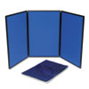 ShowIt Three-Panel Display System, Fabric, Blue/Gray, Black PVC