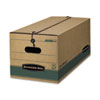 Extra-strength recycled storage boxes with string and button tie closure.