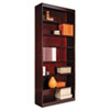 Square Corner Wood Veneer Bookcase Seven Shelf 35 5 8 x 11 3 4 x 84 Mahogany
