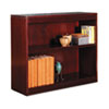Square Corner Wood Veneer Bookcase Two Shelf 35 5 8w x 11 3 4d x 30h Mahogany