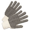PVC Dotted String Knit Gloves Natural White Black 12 Pairs