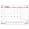 Desk pad calendar with breast cancer awareness theme. Clear vinyl corners.