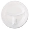 Quiet Class Laminated Foam Dinnerware, Plates, 3-Compartment, 10.25" dia, White, 125/Pack, 4 Packs/Carton
