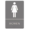 ADA Sign Women Restroom Symbol w Tactile Graphic Molded Plastic 6 x 9 Gray