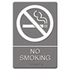 ADA Sign No Smoking Symbol w Tactile Graphic Molded Plastic 6 x 9 Gray