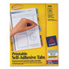 Printable Plastic Tabs with Repositionable Adhesive 1 3 4 Assorted 80 Pack