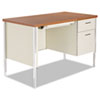 Single Pedestal Steel Desk Metal Desk 45 1 4w x 24d x 29 1 2h Cherry Putty