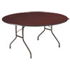 Premium Wood Laminate Folding Table 60 Dia. x 29h Mahogany Top Gray Base