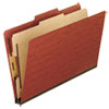Four-, Six-, and Eight-Section Pressboard Classification Folders, 1 Divider, Embedded Fasteners, Letter Size, Red, 10/Box