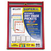 Reusable Dry Erase Pockets 6 x 9 Assorted Primary Colors 10 Pack