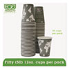 World Art Renewable Compostable Hot Cups 12 oz Gray 50 Pack