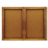 Enclosed Bulletin Board Natural Cork Fiberboard 48 x 36 Oak Frame