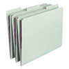 Recycled Pressboard Fastener Folders, 1/3-Cut Tabs, Two SafeSHIELD Fasteners, 1" Expansion, Letter Size, Gray-Green, 25/Box