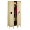 Single-Tier Locker with Legs, Three Lockers with Hat Shelves and Coat Rods, 36w x 18d x 78h, Sand