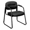 HVL653 SofThread Bonded Leather Guest Chair, 22.25" x 23" x 32", Black Seat, Black Back, Black Base