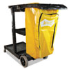 Janitorial Cart, Plastic, 3 Shelves, 1 Bin, 20.5" x 48" x 38", Yellow