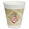 Caf 233; G Foam Hot Cold Cups 12oz White w Brown amp; Red 1000 Carton