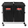 Two-Compartment Collapsible X-Cart, Synthetic Fabric, 2.49 cu ft Bins, 24.1" x 35.7" x 34", Black/Silver