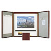 Marker Board Cabinet with Projection Screen 48 x 48 x 24 White Mahogany Frame