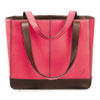 Pink Ribbon Leather Tote 11 1 2 x 4 x 10 Pink Chocolate
