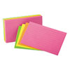Ruled Neon Glow Index Cards, 5 x 8, Assorted, 100/Pack
