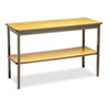 Utility Table with Bottom Shelf, Rectangular, 48w x 18d x 30h, Oak/Brown
