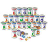 Alphabet Soup Sorters 26 Cardboard cans w Lids 130 Photo Cards 52 Letters