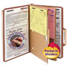 6-Section Pressboard Top Tab Pocket Classification Folders, 6 SafeSHIELD Fasteners, 2 Dividers, Legal Size, Red, 10/Box