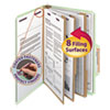 Pressboard Classification Folders, Eight SafeSHIELD Fasteners, 2/5-Cut Tabs, 3 Dividers, Legal Size, Gray-Green, 10/Box