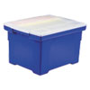 Plastic File Tote Storage Box Letter Legal Snap On Lid Blue Clear