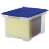 Plastic File Tote Storage Box Letter Legal Snap On Lid Clear Blue