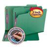 Colored Pressboard Fastener Folders with SafeSHIELD Coated Fasteners, 2" Expansion, 2 Fasteners, Letter Size, Green, 25/Box