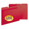 Expanding Recycled Heavy Pressboard Folders, 1/3-Cut Tabs: Assorted, Letter Size, 1" Expansion, Bright Red, 25/Box