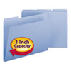 Expanding Recycled Heavy Pressboard Folders, 1/3-Cut Tabs: Assorted, Letter Size, 1" Expansion, Blue, 25/Box