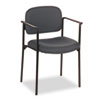 VL616 Stacking Guest Chair with Arms, Fabric Upholstery, 23.25" x 21" x 32.75", Charcoal Seat, Charcoal Back, Black Base