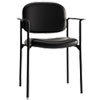 VL616 Stacking Guest Chair with Arms, Bonded Leather Upholstery, 23.25" x 21" x 32.75", Black Seat, Black Back, Black Base