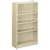 Metal Bookcase, Four-Shelf, 34.5w x 12.63d x 59h, Putty